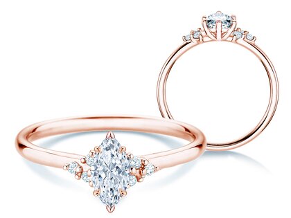 Verlovingsring Blossom Marquise in 9K roségoud met natuurlijke diamanten 0,29ct G/SI