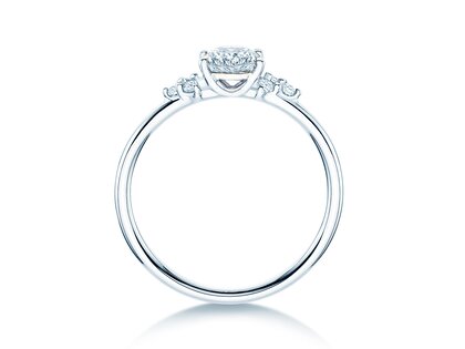 Verlovingsring Blossom Oval in 9K witgoud met natuurlijke diamanten 0,29ct G/SI