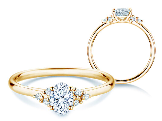 Verlovingsring Blossom Oval in 9K geelgoud met natuurlijke diamanten 0,29ct G/SI