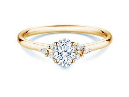 Verlovingsring Blossom Oval in 9K geelgoud met natuurlijke diamanten 0,29ct G/SI