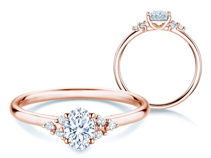 Verlovingsring Blossom Oval in 9K roségoud met natuurlijke diamanten 0,29ct G/SI