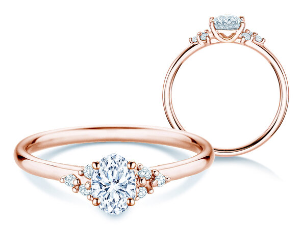 Verlovingsring Blossom Oval in 9K roségoud met natuurlijke diamanten 0,29ct G/SI