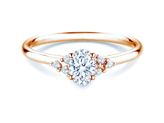 Verlovingsring Blossom Oval in 9K roségoud met natuurlijke diamanten 0,58ct