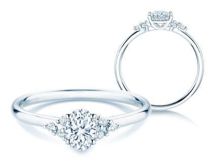 Verlovingsring Blossom Oval in 9K witgoud met natuurlijke diamanten 0,29ct G/SI