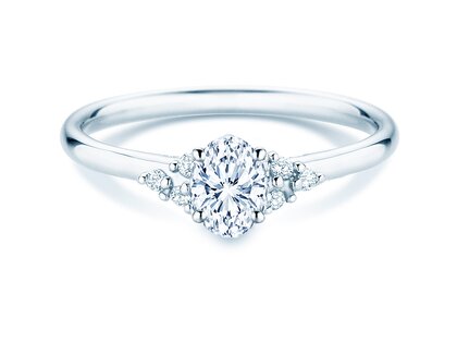 Verlovingsring Blossom Oval in 9K witgoud met natuurlijke diamanten 0,29ct G/SI