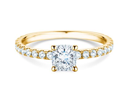 Verlovingsring Classic 4 Cushion Pavé in 14K geelgoud met natuurlijke diamanten 0,33ct G/SI