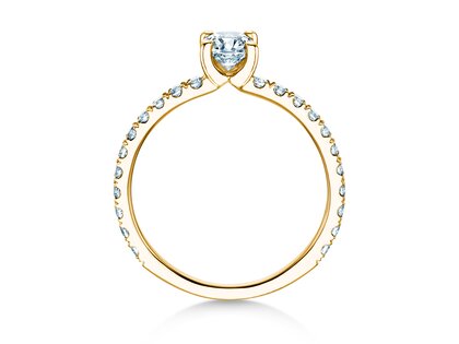 Verlovingsring Classic 4 Cushion Pavé in 14K geelgoud met natuurlijke diamanten 0,33ct G/SI