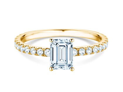 Verlovingsring Classic 4 Emerald Pavé in 14K geelgoud met natuurlijke diamanten 0,33ct G/VS