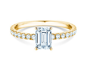 Verlovingsring Classic 4 Emerald Pavé in 14K geelgoud met natuurlijke diamanten 0,33ct G/VS