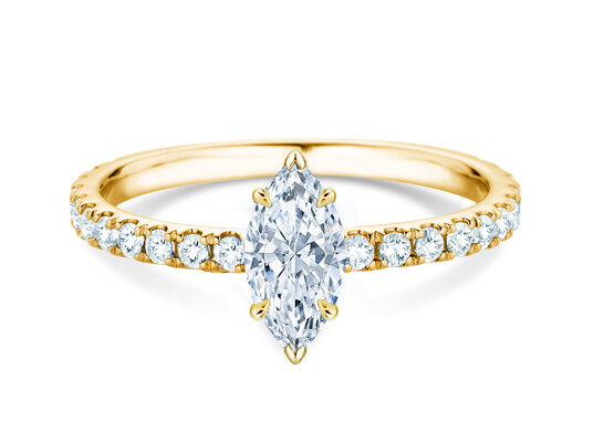 Verlovingsring Classic 4 Marquise Pavé in 9K geelgoud met natuurlijke diamanten 0,87ct