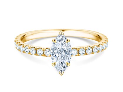 Verlovingsring Classic 4 Marquise Pavé in 14K geelgoud met natuurlijke diamanten 0,33ct G/SI