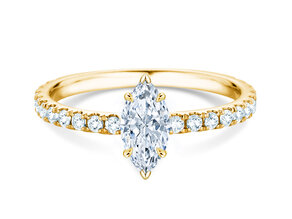Verlovingsring Classic 4 Marquise Pavé in 14K geelgoud met natuurlijke diamanten 0,33ct G/SI