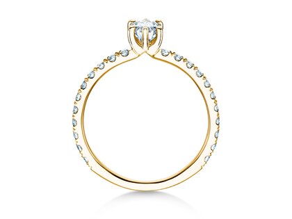 Verlovingsring Classic 4 Marquise Pavé in 14K geelgoud met natuurlijke diamanten 0,33ct G/SI