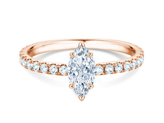 Verlovingsring Classic 4 Marquise Pavé in 9K roségoud met natuurlijke diamanten 0,87ct
