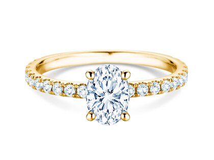 Verlovingsring Classic 4 Oval Pavé in 9K geelgoud met natuurlijke diamanten 0,87ct G/SI