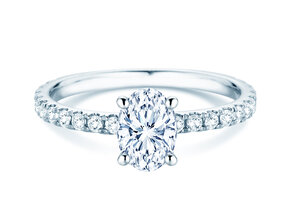 Verlovingsring Classic 4 Oval Pavé in 9K witgoud met natuurlijke diamanten 0,87ct