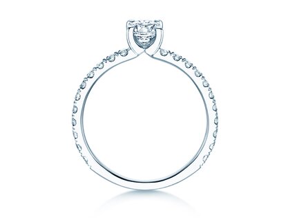 Verlovingsring Classic 4 Oval Pavé in 9K witgoud met natuurlijke diamanten 0,87ct