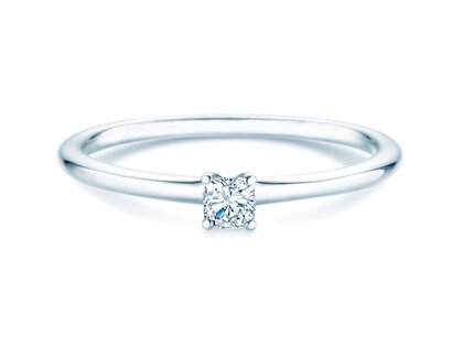 Verlovingsring Cushion Clean in 14K witgoud met diamant 0,08ct G/SI