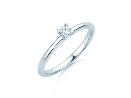 Verlovingsring Cushion Clean in 14K witgoud met diamant 0,08ct G/SI