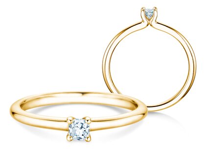 Verlovingsring Cushion Clean in 14K geelgoud met diamant 0,08ct G/SI