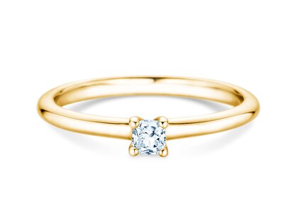 Verlovingsring Cushion Clean in 14K geelgoud met diamant 0,08ct G/SI