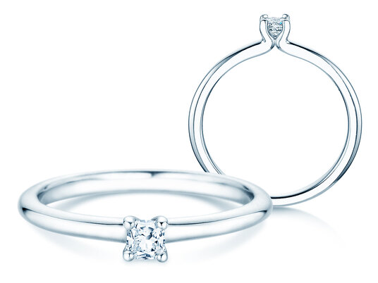 Verlovingsring Cushion Clean in 14K witgoud met diamant 0,08ct G/SI