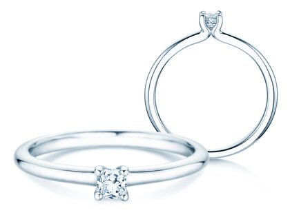 Verlovingsring Cushion Clean in 14K witgoud met diamant 0,08ct G/SI