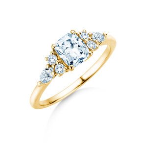 Verlovingsring Cushion Marquise in 9K geelgoud met Lab-grown diamanten 1,28ct E/VS
