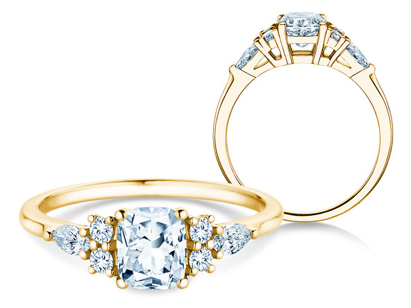 Verlovingsring Cushion Marquise in 9K geelgoud met Lab-grown diamanten 1,28ct E/VS
