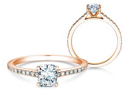 Verlovingsring Cushion Pavé in 14K roségoud met diamanten 0,66ct G/SI