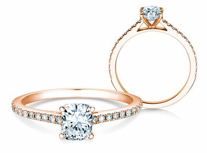 Verlovingsring Cushion Pavé in 14K roségoud met diamanten 1,22ct G/SI