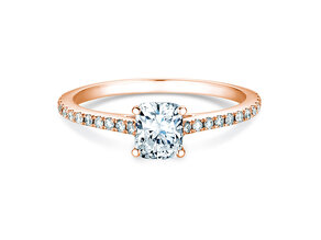 Verlovingsring Cushion Pavé in 9K roségoud met diamanten 0,77ct G/SI