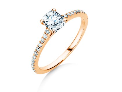 Verlovingsring Cushion Pavé in 9K roségoud met diamanten 0,77ct G/SI