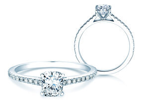 Verlovingsring Cushion Pavé in platina 950/- met diamanten 0,54ct G/SI
