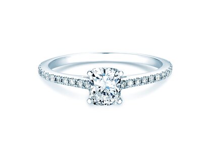 Verlovingsring Cushion Pavé in 14K witgoud met Lab-grown diamanten 1,22ct E/VS