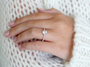 Verlovingsring Cushion Pavé in 14K witgoud met Lab-grown diamanten 1,22ct E/VS