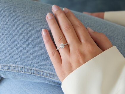 Verlovingsring Cushion Pavé in 14K witgoud met Lab-grown diamanten 1,22ct E/VS