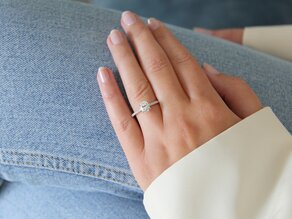 Verlovingsring Cushion Pavé in 14K witgoud met Lab-grown diamanten 1,22ct E/VS