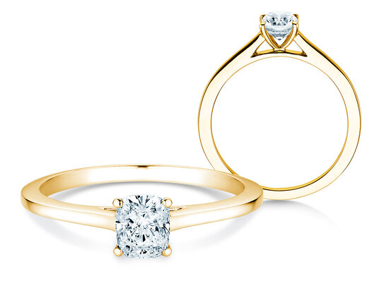 Verlovingsring Cushion in 9K geelgoud met Lab-grown diamant 0,50ct E/VS