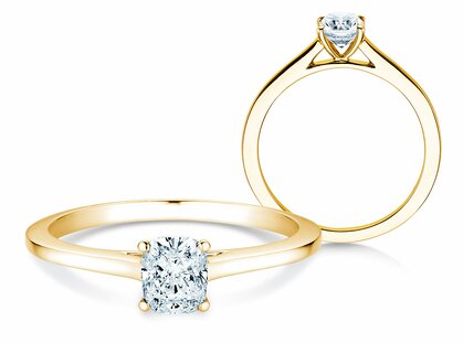 Verlovingsring Cushion in 14K geelgoud met diamant 0,30ct G/SI