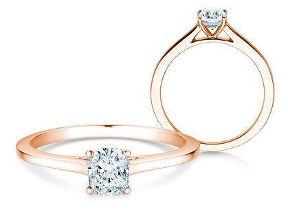 Verlovingsring Cushion in 18K roségoud met diamant 0,30ct G/SI