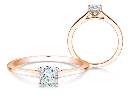 Verlovingsring Cushion in 14K roségoud met diamant 0,50ct G/SI