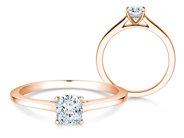 Verlovingsring Cushion in 14K roségoud met diamant 0,50ct G/SI