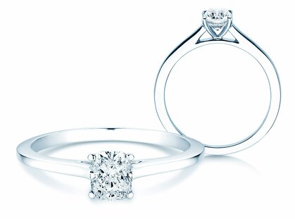 Verlovingsring Cushion in 14K witgoud met diamant 0,30ct G/SI