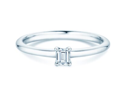 Verlovingsring Emerald Clean in 14K witgoud met diamant 0,08ct G/VS