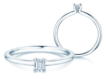 Verlovingsring Emerald Clean in 14K witgoud met diamant 0,08ct G/VS