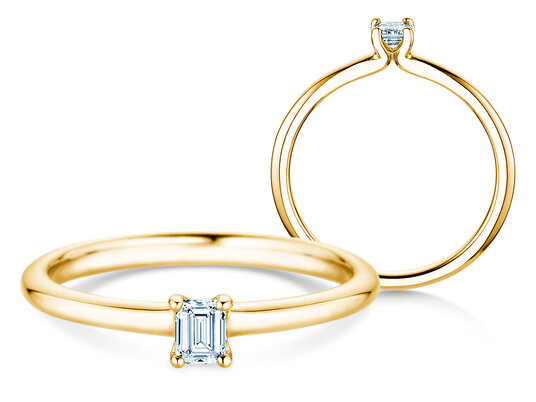 Verlovingsring Emerald Clean in 14K geelgoud met diamant 0,08ct G/VS