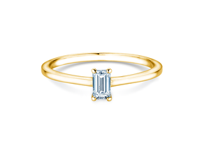 Verlovingsring Emerald Cross in 9K geelgoud met Lab-grown diamant 0,25ct E/VS
