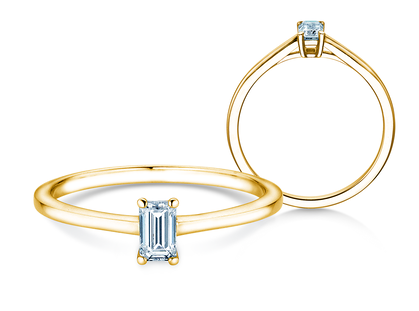 Verlovingsring Emerald Cross in 18K geelgoud met diamant 0,20ct G/VS