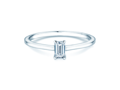 Verlovingsring Emerald Cross in 9K witgoud met Lab-grown diamant 0,50ct E/VS